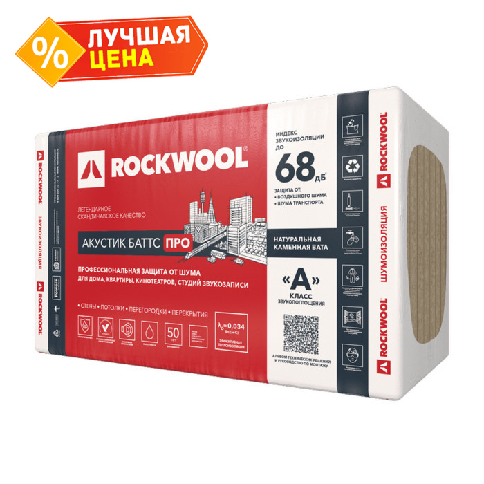 Звукоизоляция Роквул Акустик Баттс ПРО 150х600х1000